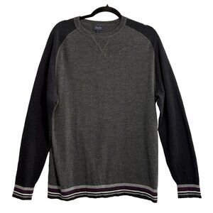 GOOD MAN Brand Men Merino Wool Pullover Sweater Sz XL Gray Long Sleeve 4-6